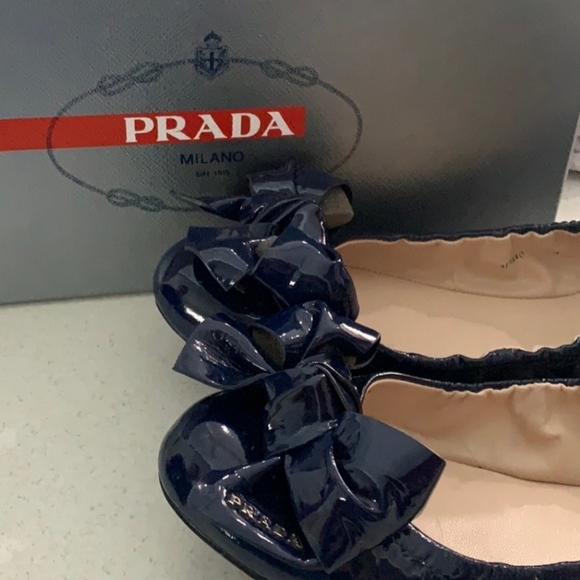 Prada Calzature Donna Navy Leather Shoes 8 - Picture 7 of 8